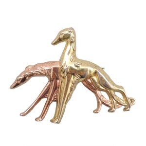 Vintage 1940s Signed Monet Sterling Book Piece Greyhounds Brooch
